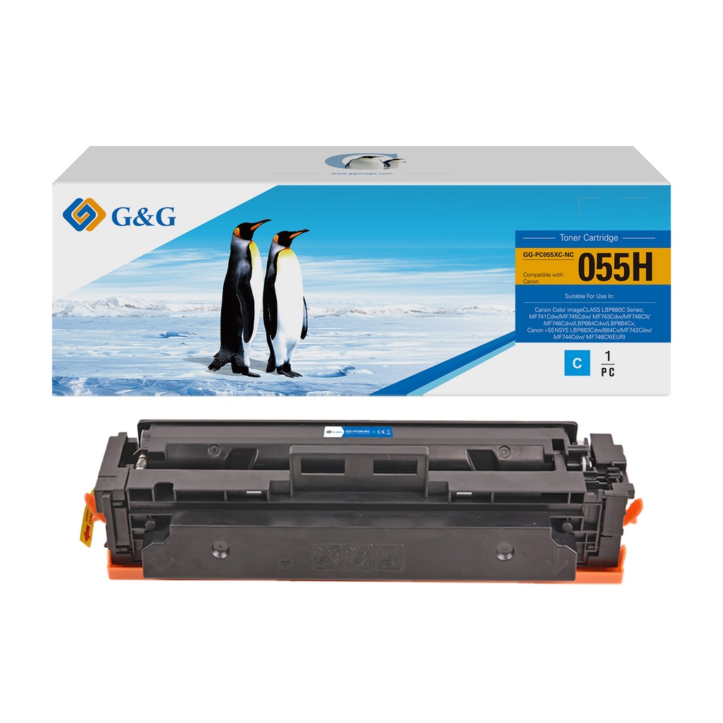 G&G Compatible Canon 3019C002 (055H) Toner Cyan (No Chip)