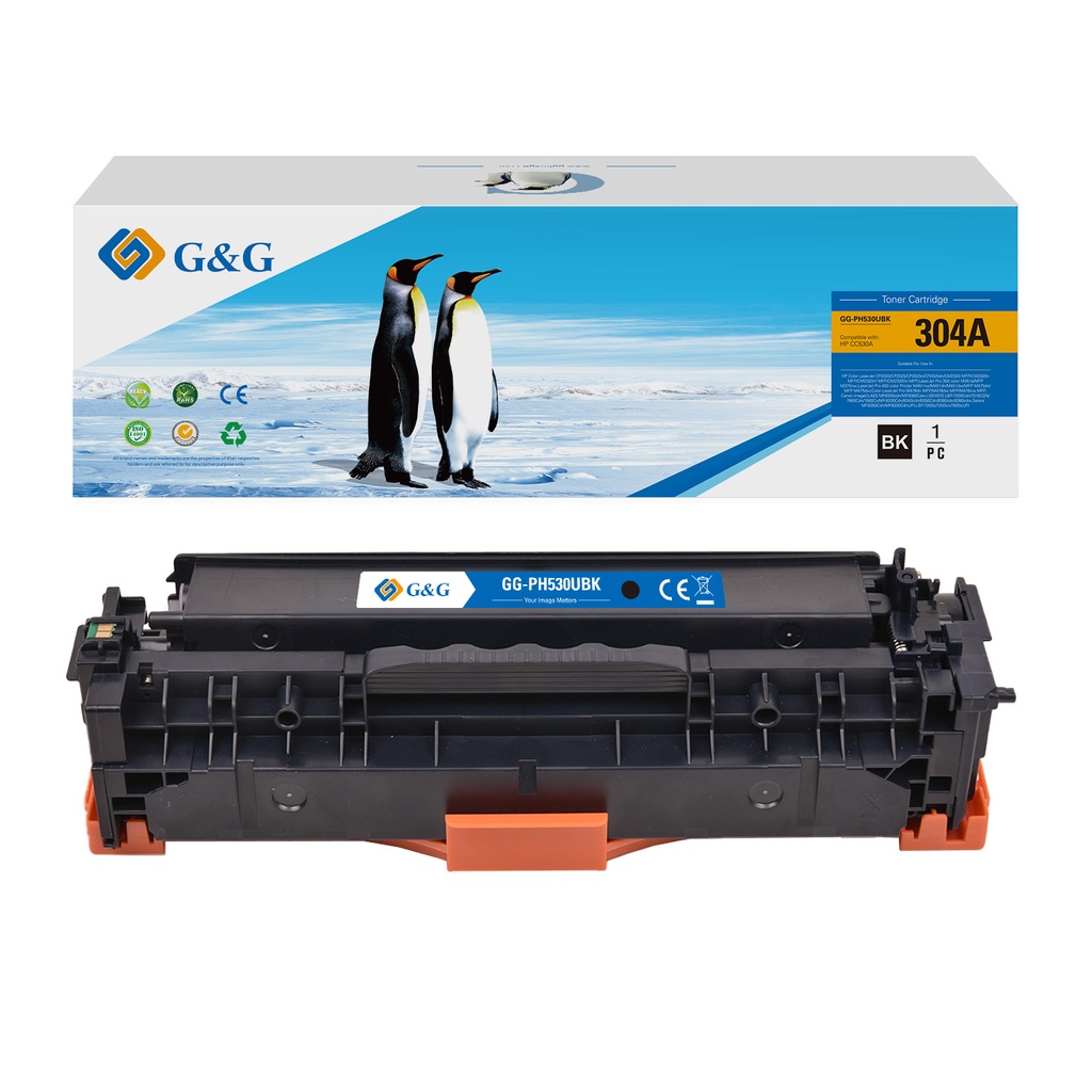 G&G TD Compatible HP CC530A/CE410X/CF380X/CRG118BK/CRG718BK/CRG318BK; Toner Black