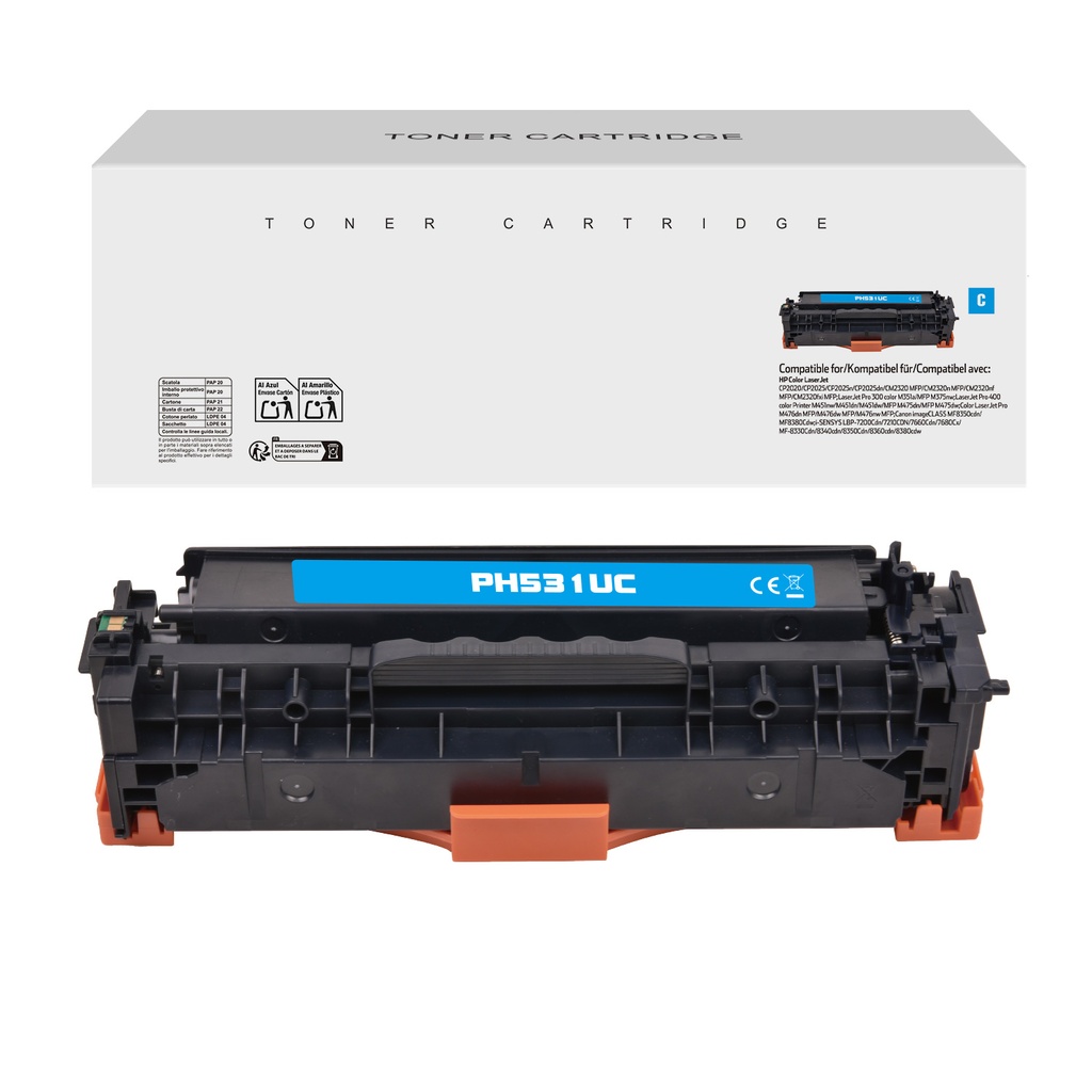 White Box Compatible HP CC531A/CE411A/CF381A/CRG118C/CRG718C/CRG318C Toner C
