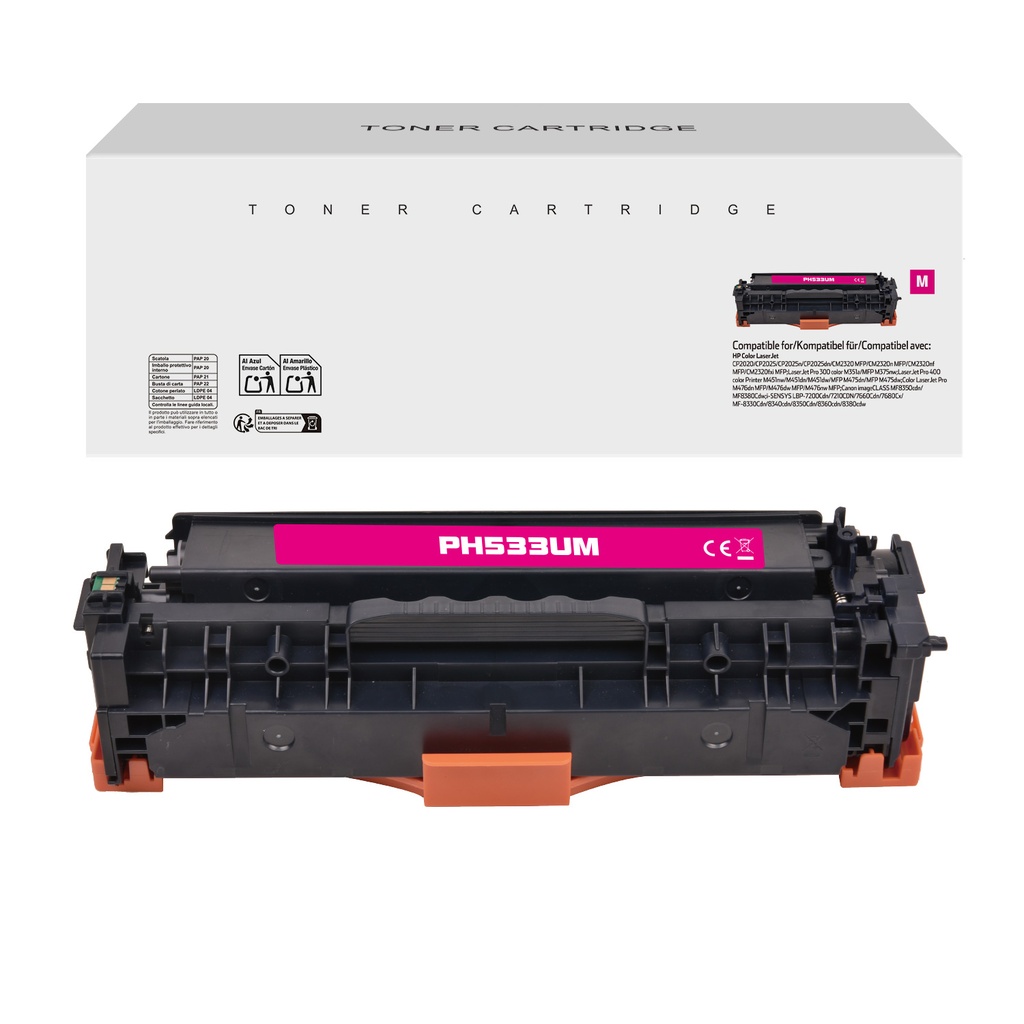 White Box Compatible HP CC533A/CE413A/CF383A/CRG118M/CRG718M/CRG318M Toner Magenta