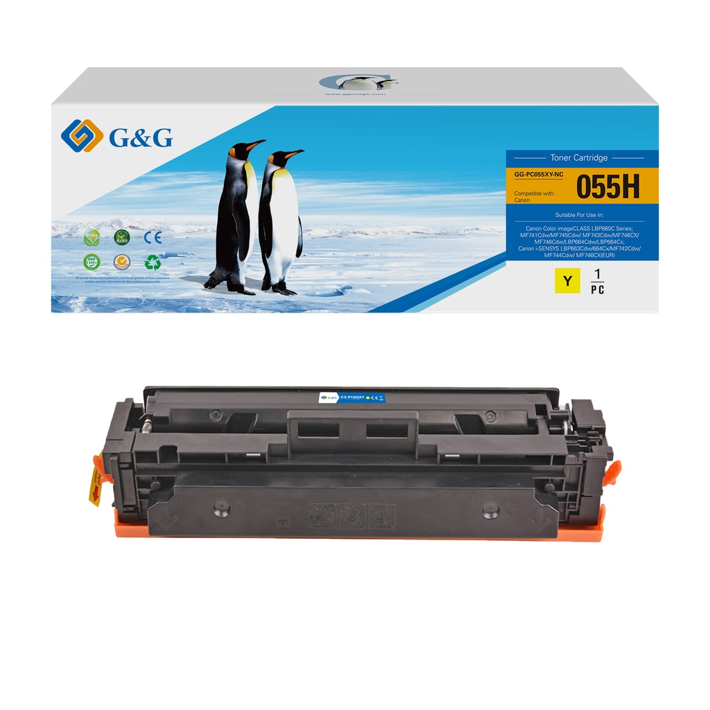 G&G Compatible Canon Toner 055H Yellow/Cartridge 055H Yellow Toner Yellow(No Chip)[No Restock]