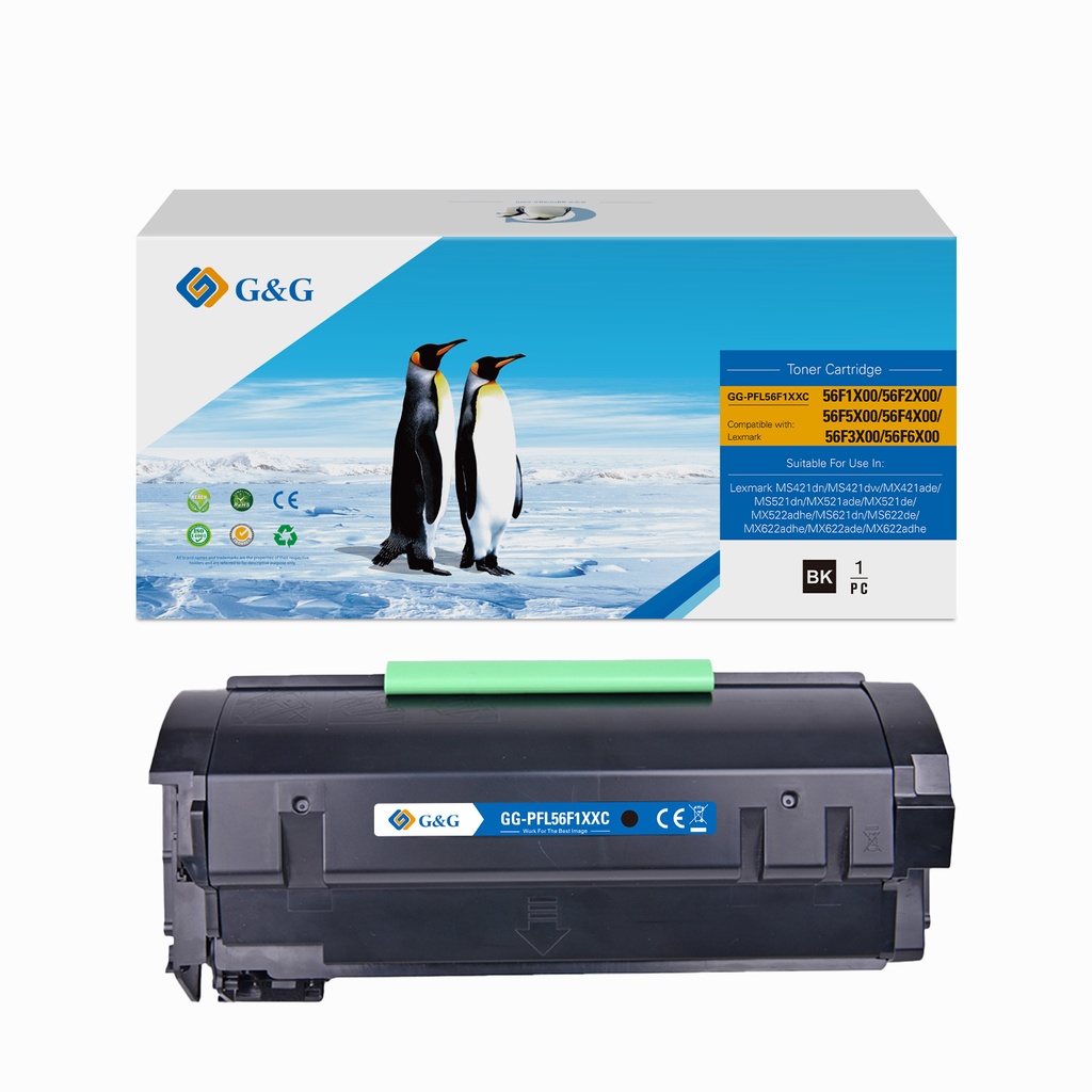 G&G Compatible Lexmark 56F1X00/56F2X00/56F5X00/56F4X00/56F3X00/56F6X00 Toner Mono
