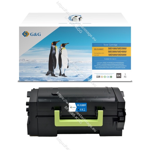 G&G Remanufactured Lexmark 58D1000/58D2000/58D3000/58D4000/58D5000/58D6000 Toner B