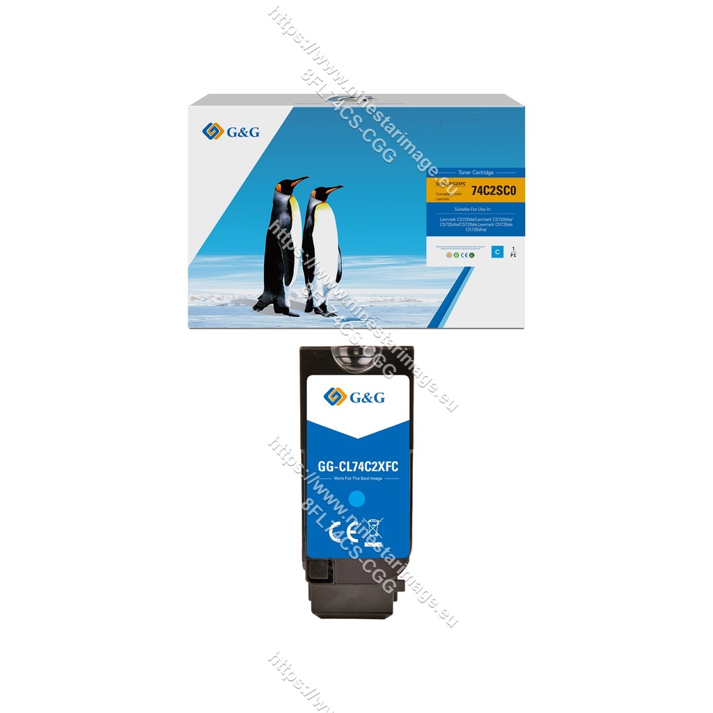 G&G Remanufactured Lexmark 74C2SC0 Toner Cyan