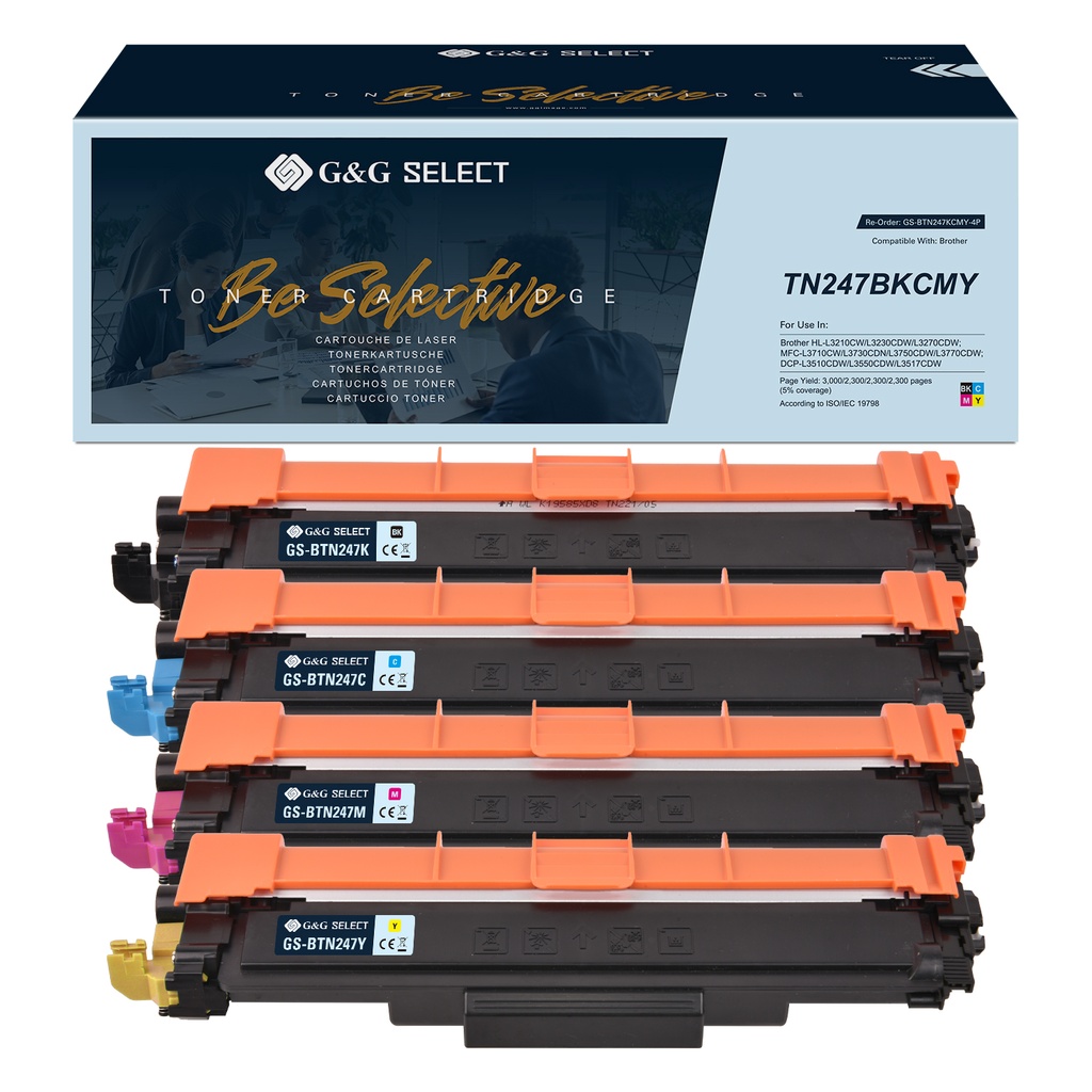 G&G Select Compatible Brother TN-247BK/TN-247C/TN-247M/TN-247Y Toner Black/Cyan/Magenta/Yellow