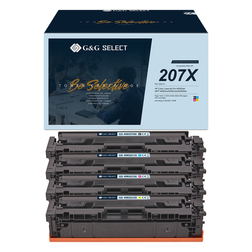 G&G Select Compatible HP W2210X(207X)/W2211X(207X)/W2213X(207X)/W2212X(207X) Toner Black/Cyan/Magenta/Yellow