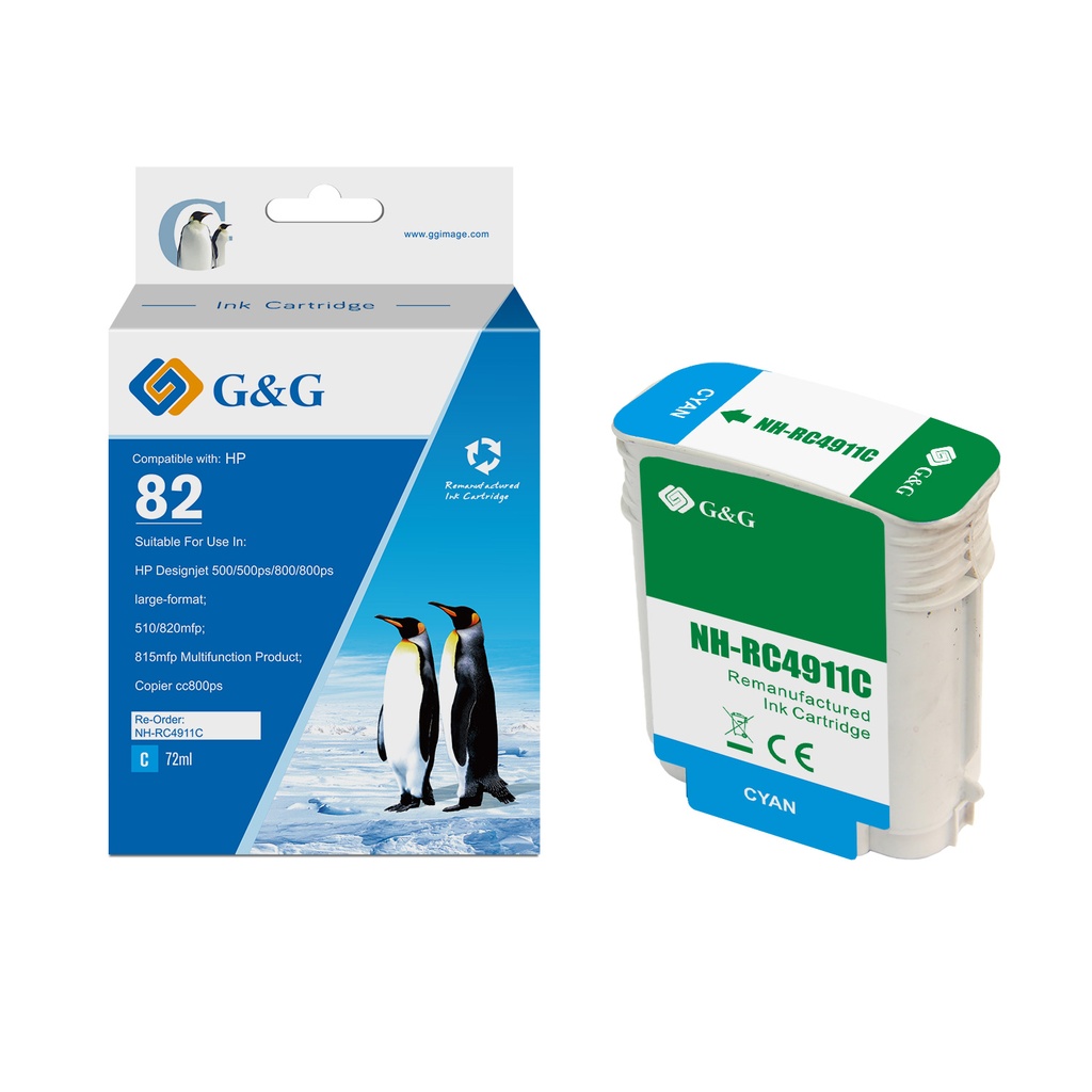 G&G Remanufactured HP C4911A(HP82) Inkjet Cartridge C
