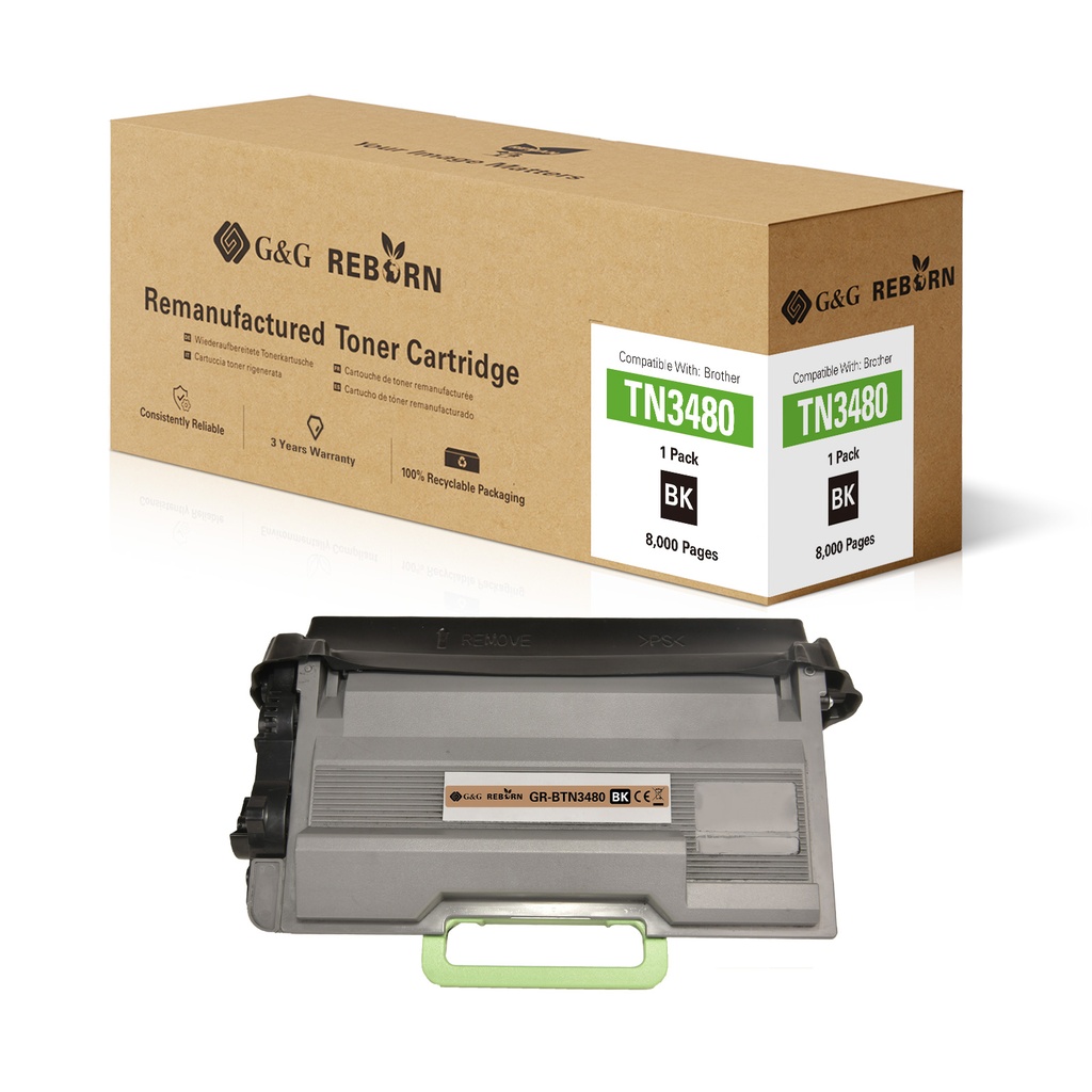G&G Reborn Remanufactured Brother TN-3480 Toner Mono