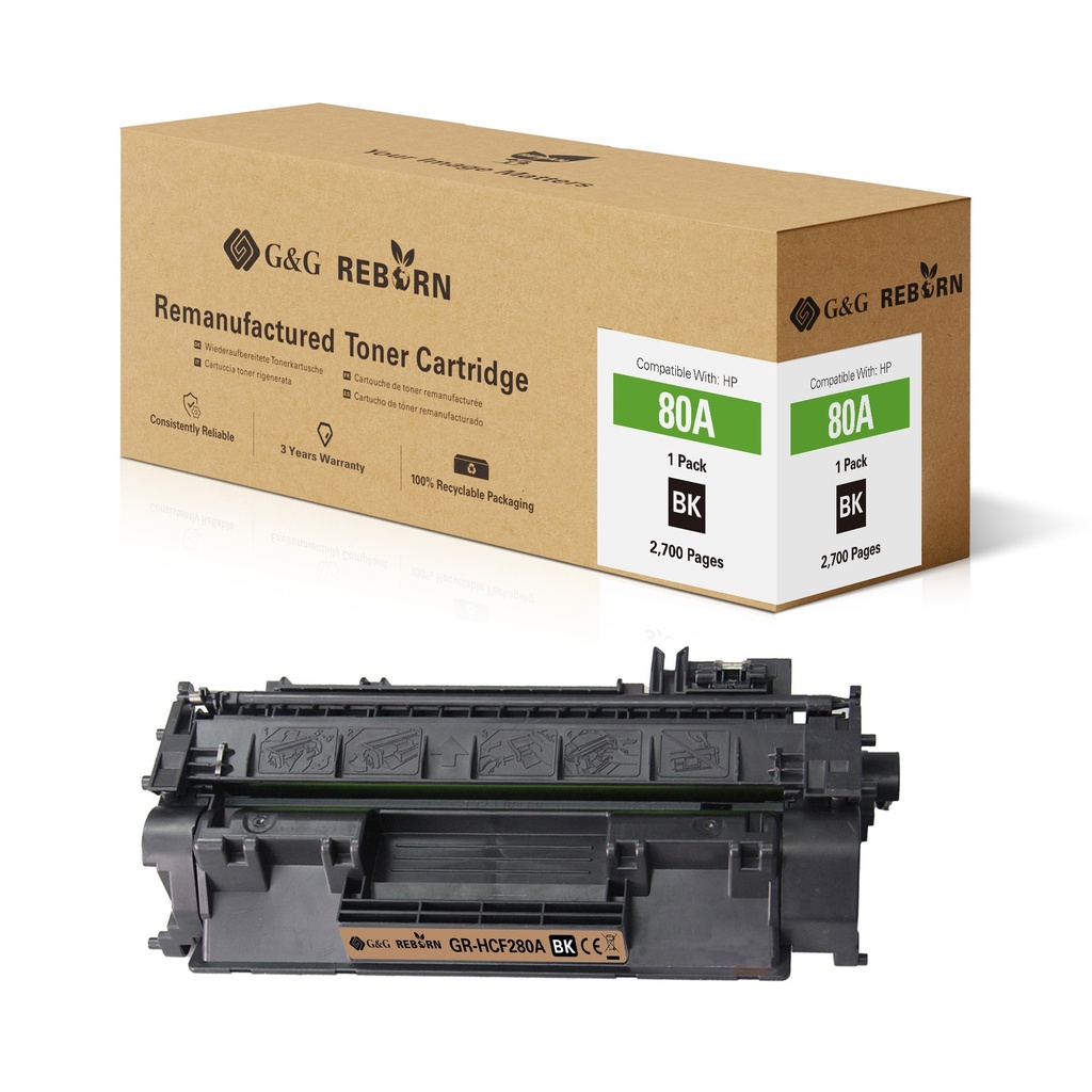 G&G Reborn Remanufactured HP 80A Toner Mono