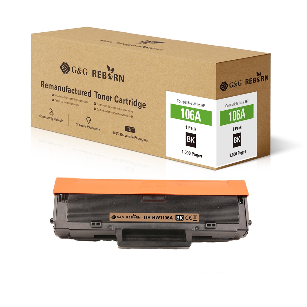 G&G Reborn Remanufactured HP W1106A Toner Mono