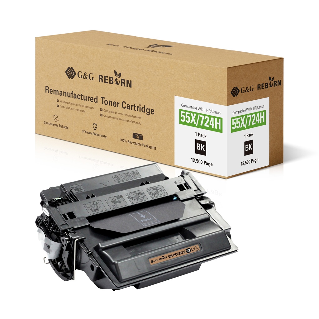 G&G Reborn Remanufactured HP CE255X/CRG324II/CRG724H/CRG324H/CRG524II Toner Mono