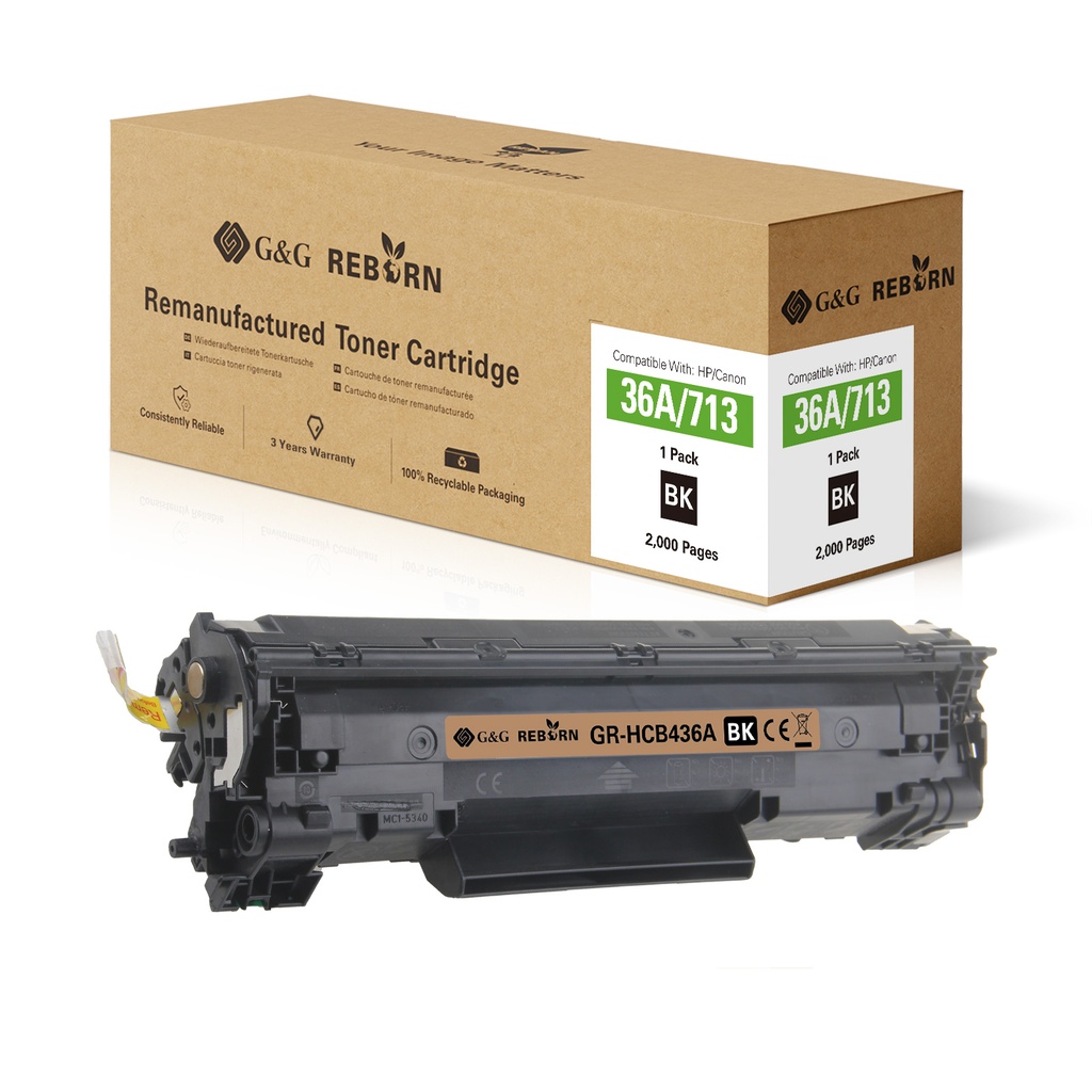 G&G Reborn Remanufactured HP CB436A/CRG713/CRG113/CRG313 Toner Mono