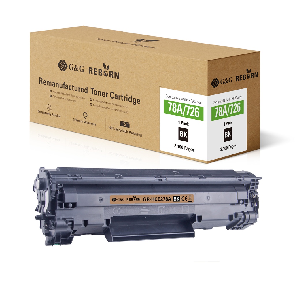 G&G Reborn Remanufactured HP CE278A/CRG126/CRG726/CRG326 Toner Mono