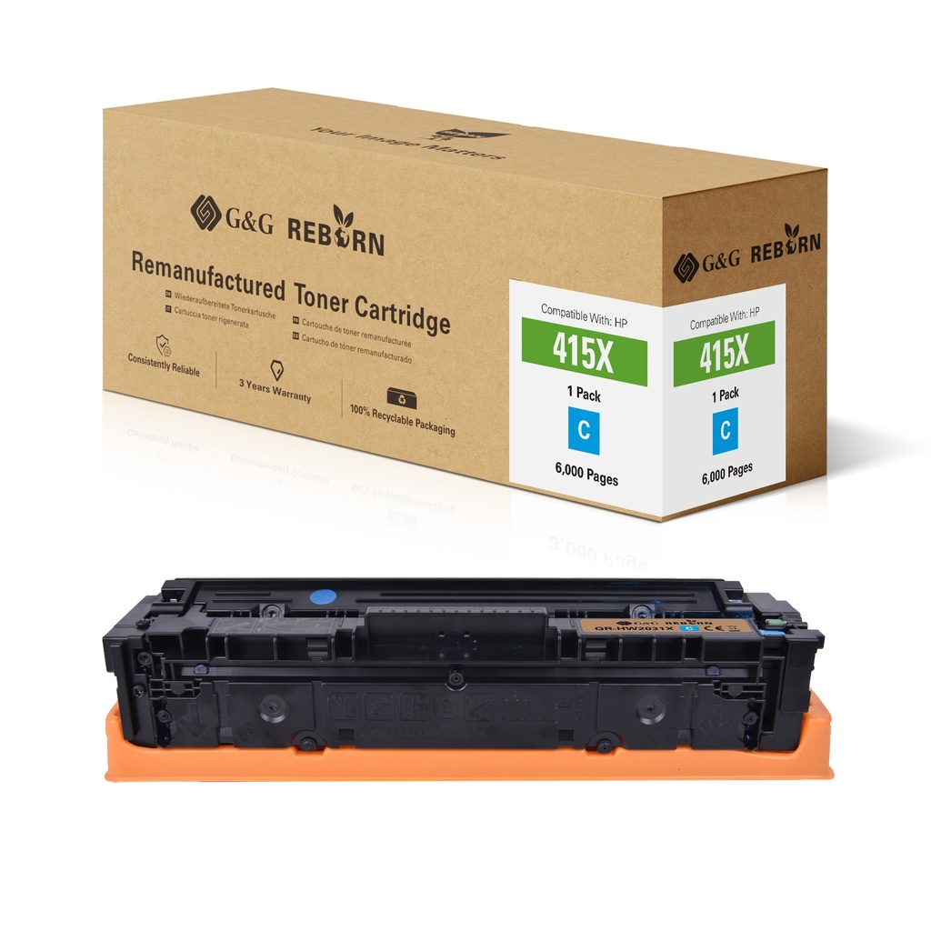 G&G Reborn Remanufactured HP W2031X(415X) Toner Cyan