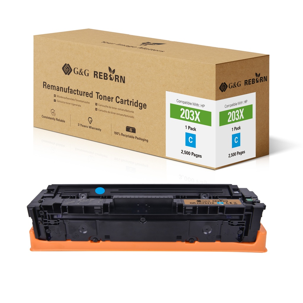 G&G Reborn Remanufactured HP CF541X Toner Cyan