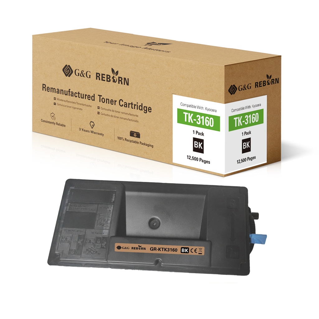 G&G Reborn Remanufactured Kyocera TK-3160 Toner Mono