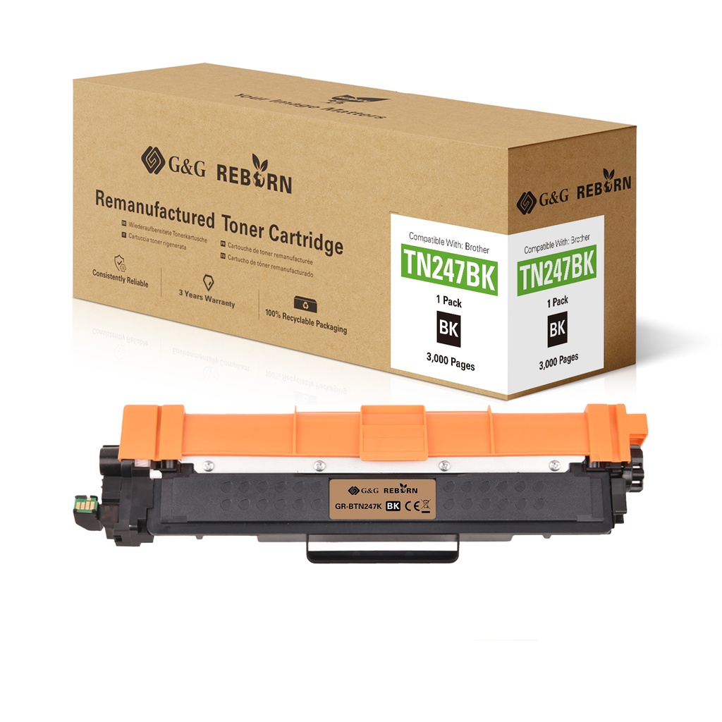 G&G Reborn Remanufactured Brother TN-247BK Toner Black