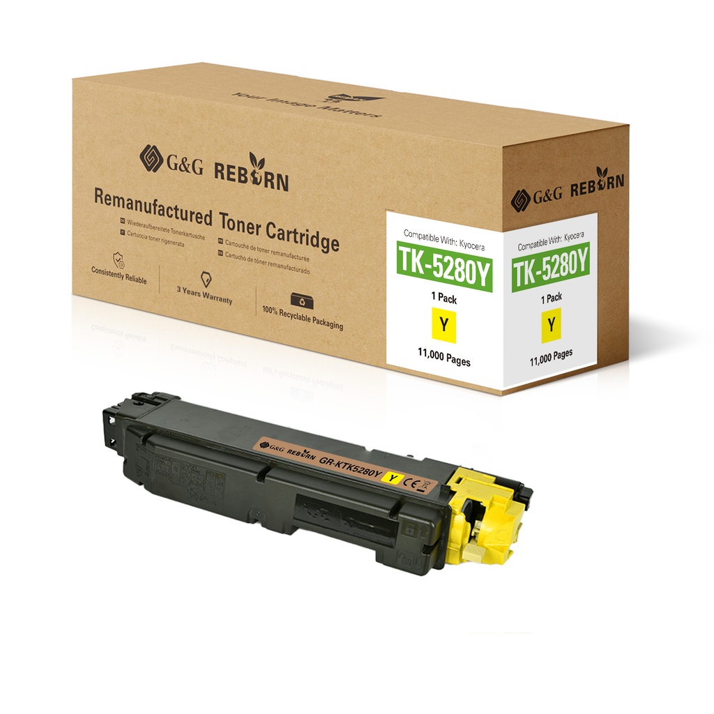 G&G Reborn Remanufactured Kyocera TK-5280Y Toner Yellow