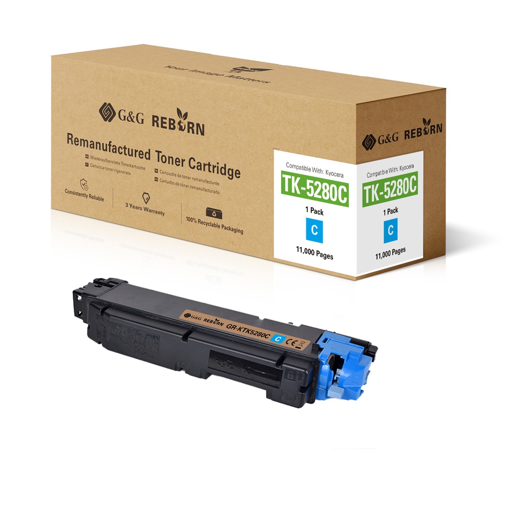 G&G Reborn Remanufactured Kyocera TK-5280C Toner Cyan