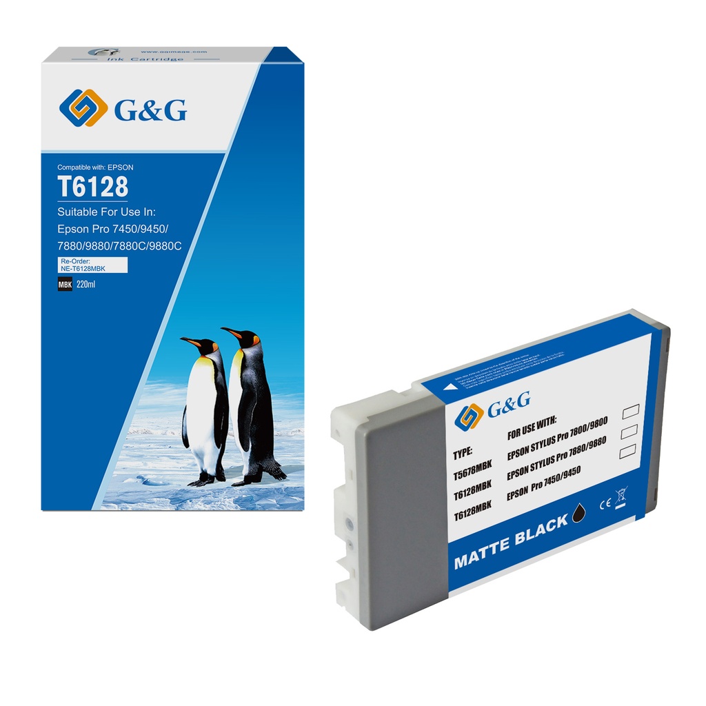 G&G Compatible Epson C13T612800 (T6128) Wide Format Inkjet Cartridge Matte Black