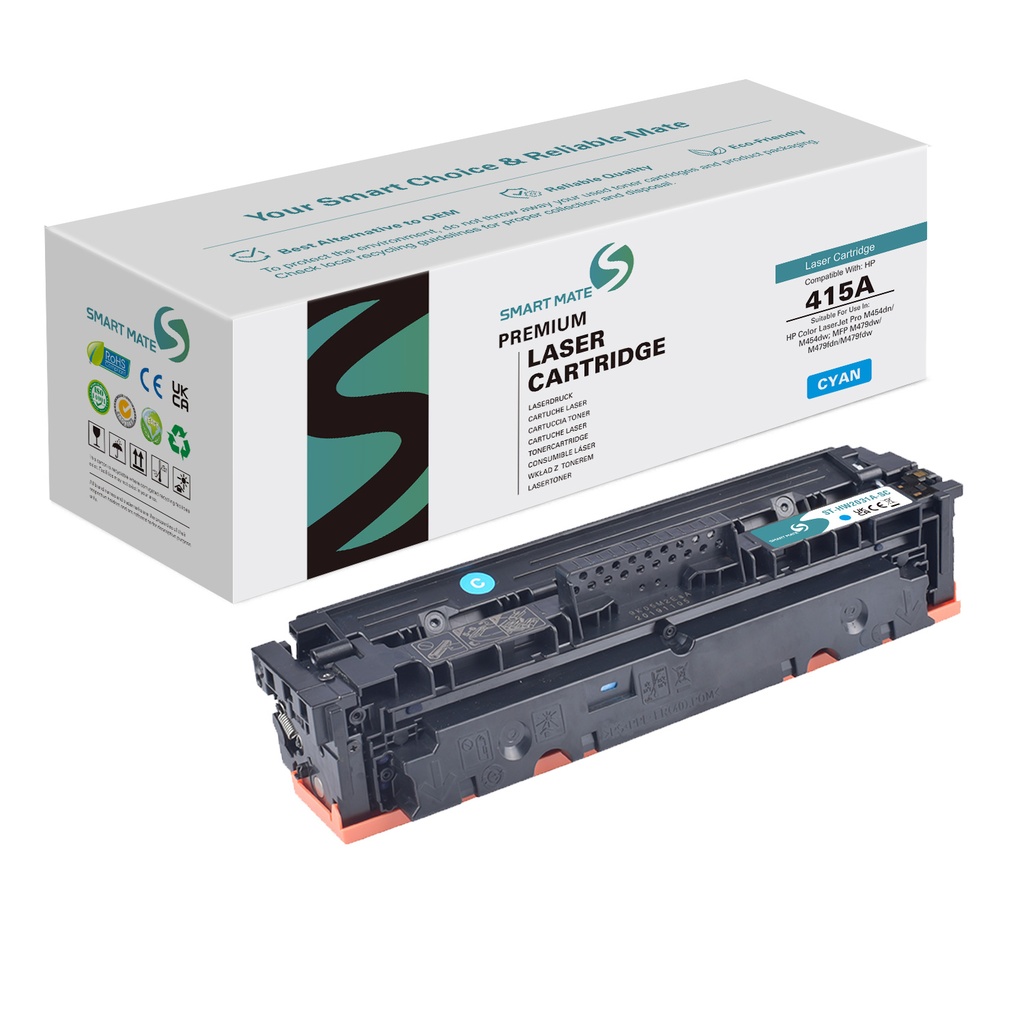 Smart Mate Remanufactured HP W2031A (415A) Laser Toner Cartridge Cyan