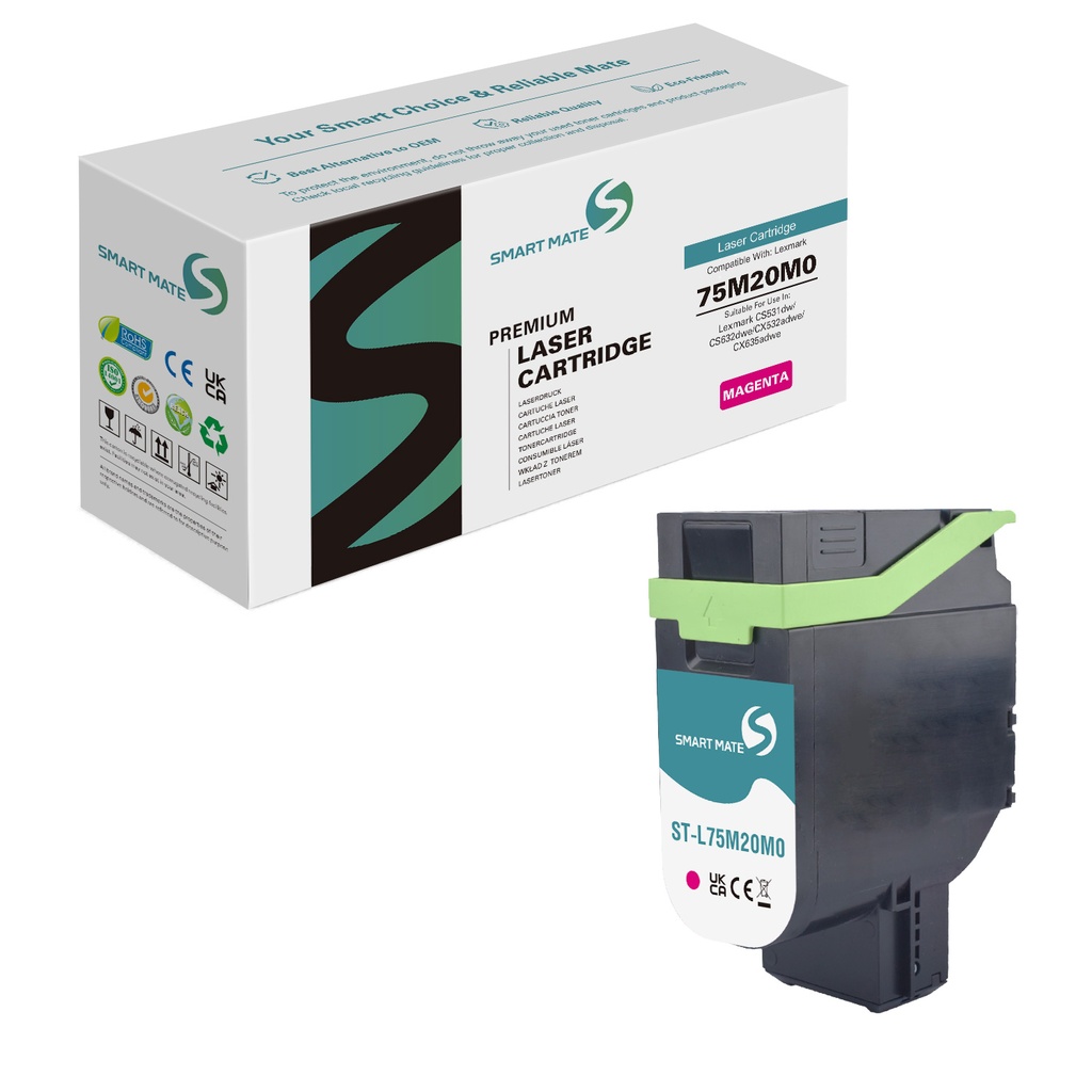 Smart Mate Remanufactured Lexmark 75M20M0 75M20M0 Laser Toner Magenta