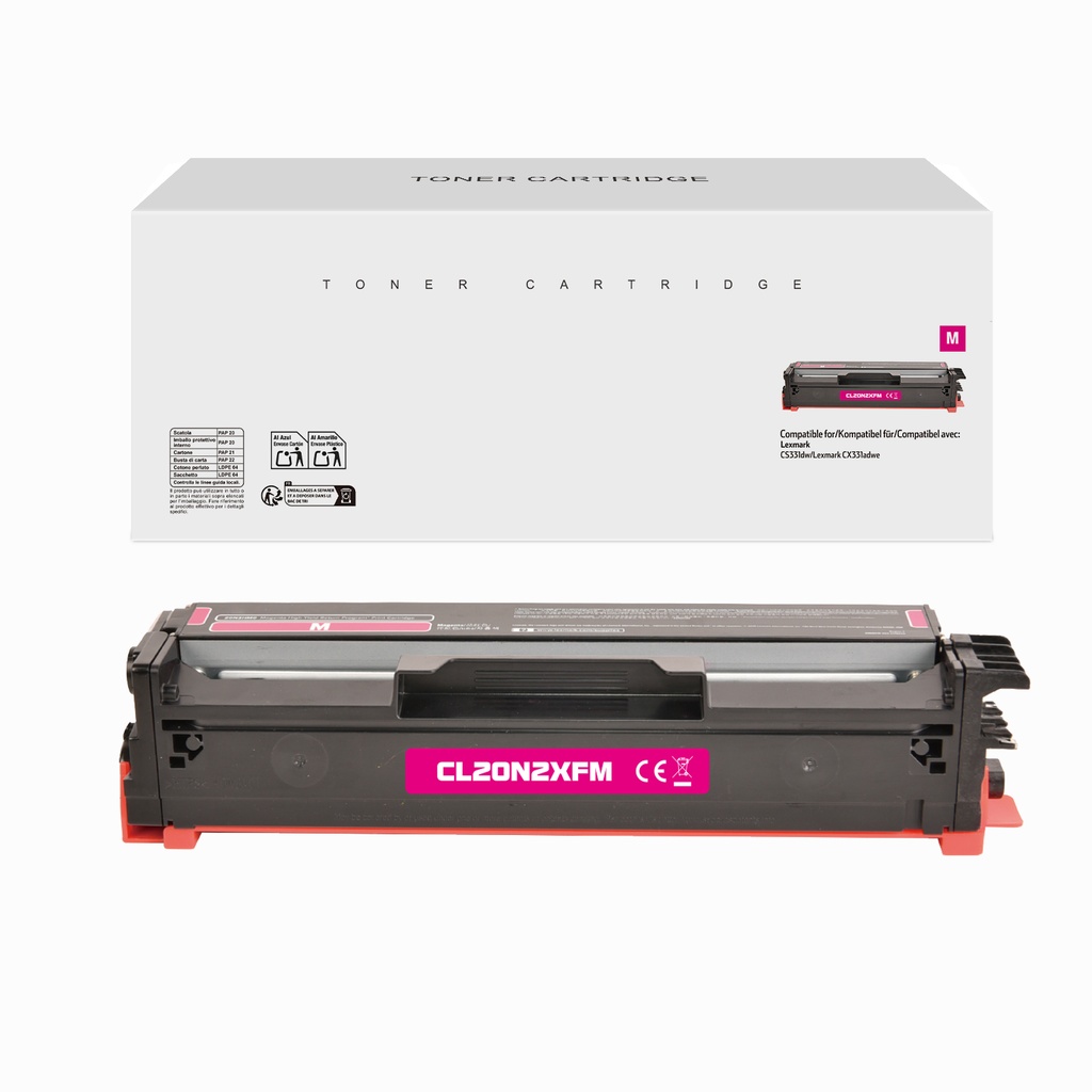 White Box Remanufactured Lexmark 20N2HM0 Toner Magenta