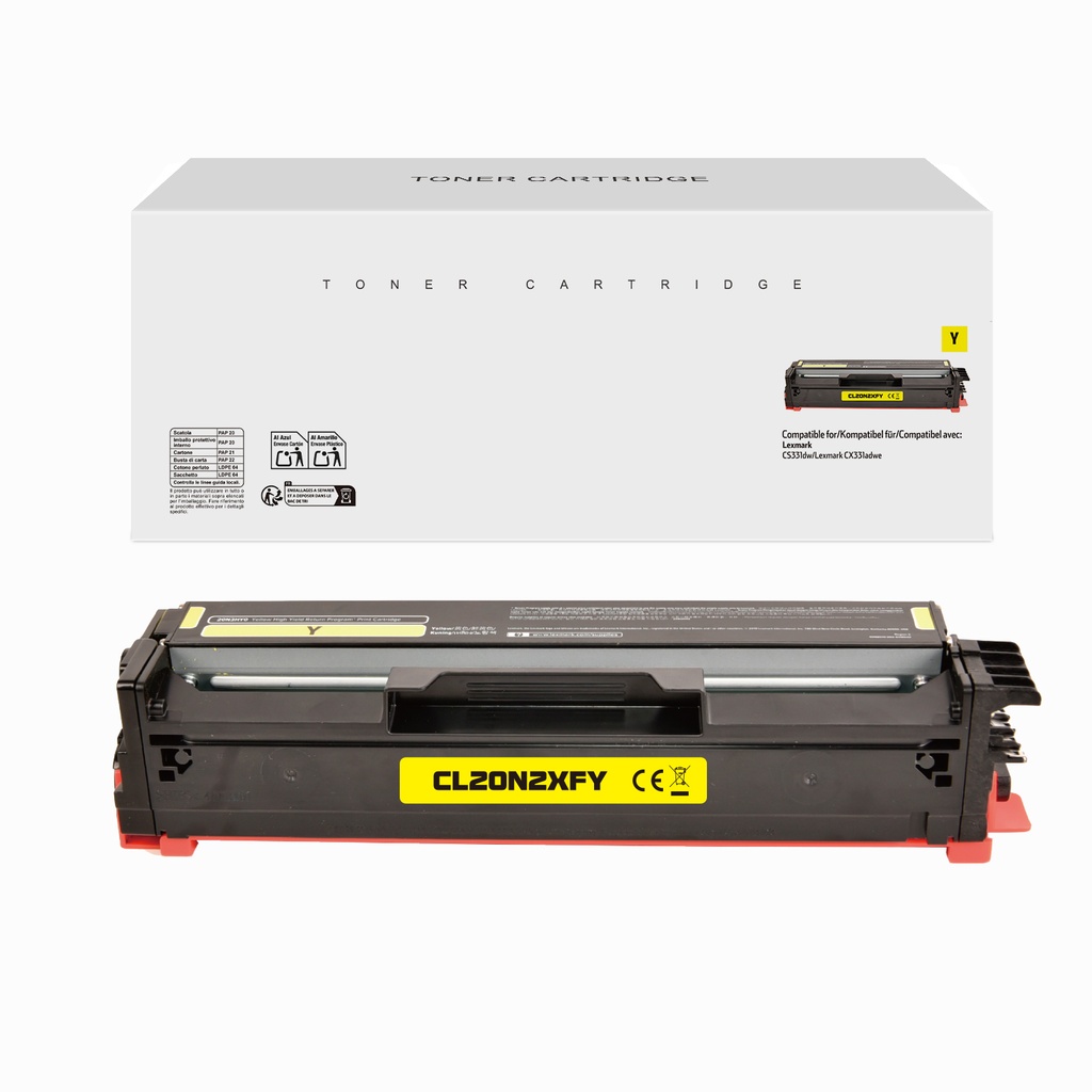 White Box Remanufactured Lexmark 20N2HY0 Toner Yellow