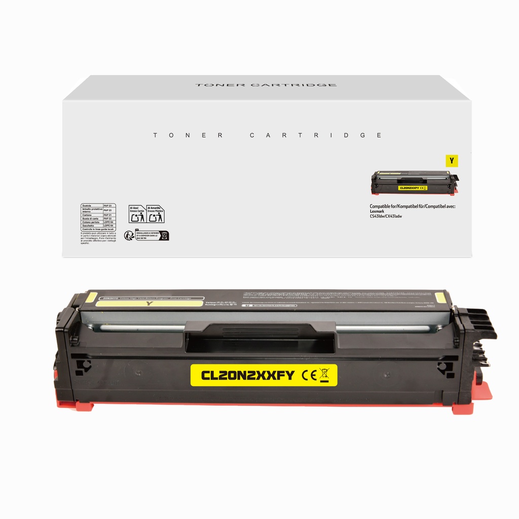 White Box Remanufactured Lexmark 20N2XY0 Toner Yellow