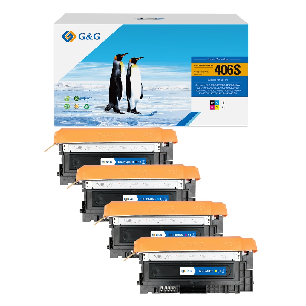 G&G New IP Multipack Toner Compatible Samsung CLT-P406C/ELS (SU375A) Toner BK/C/M/Y