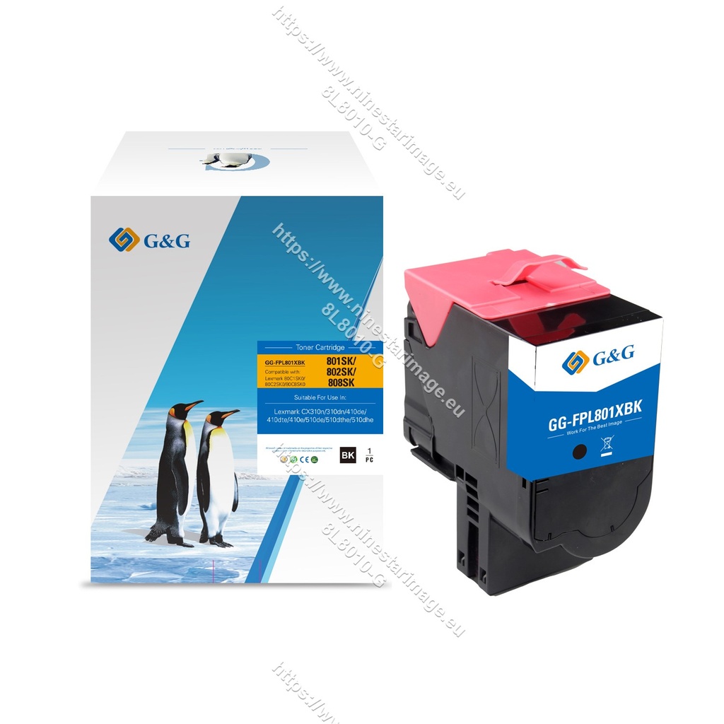 G&G Compatible Lexmark 80C1SK0/80C2SK0/80C8SK0 Toner Black