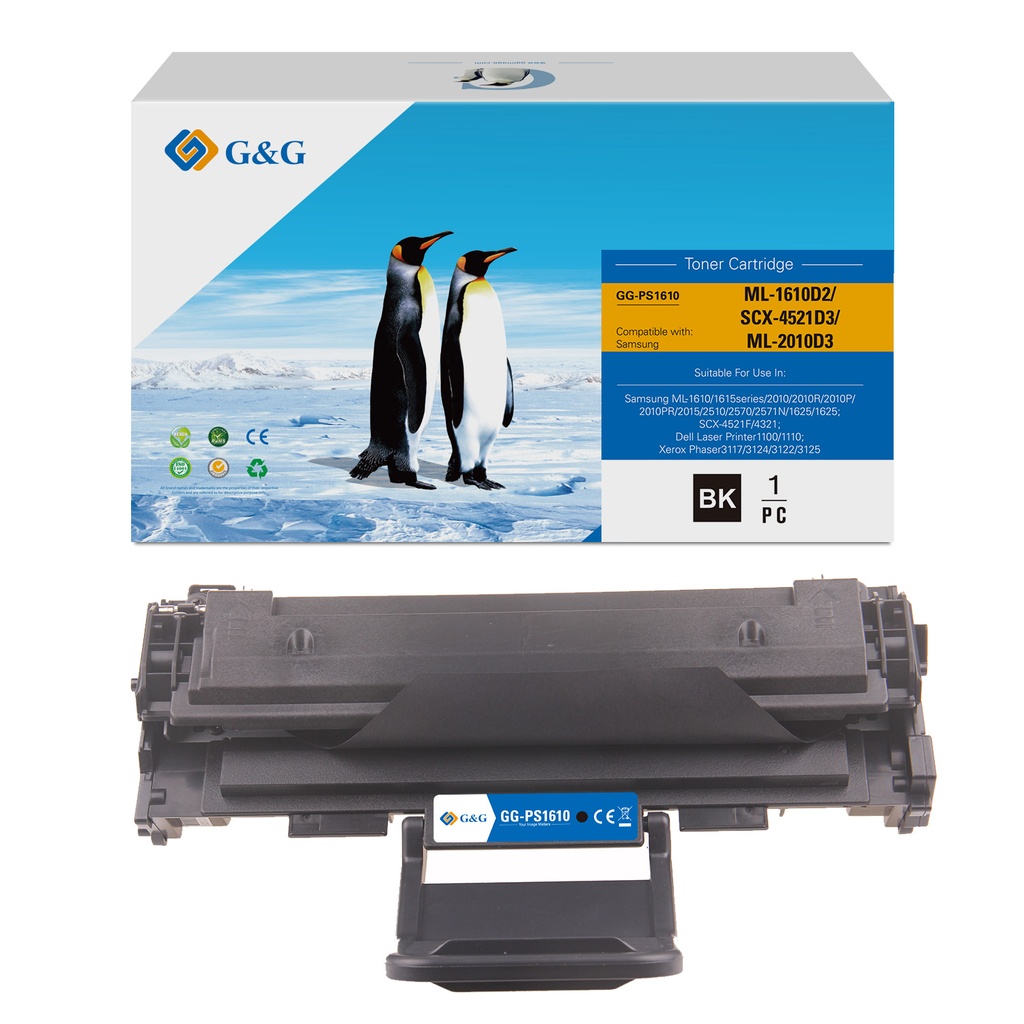 G&G Compatible Samsung ML-1610D2/SCX-4521D3/ML-2010D3/Dell310-6640/Dell593-10094(EUR)/106R01159/MLT-D119S Toner Mono