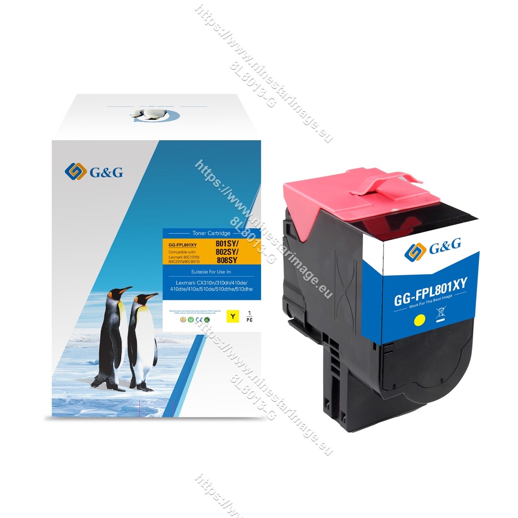 G&G Compatible Lexmark 80C1SY0/80C2SY0/80C8SY0 Toner Yellow