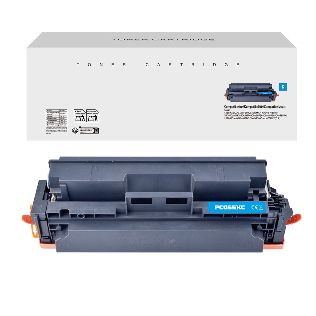 White Box Compatible Canon Toner 055H  Cyan/Cartridge 055H Cyan Toner Cyan