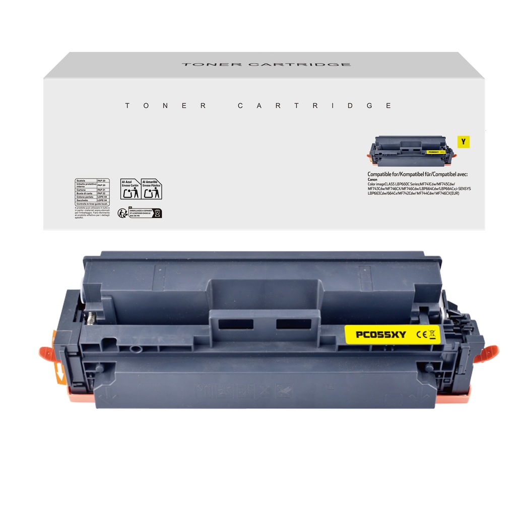 White Box Compatible Canon Toner 055H Yellow/Cartridge 055H Yellow Toner Yellow