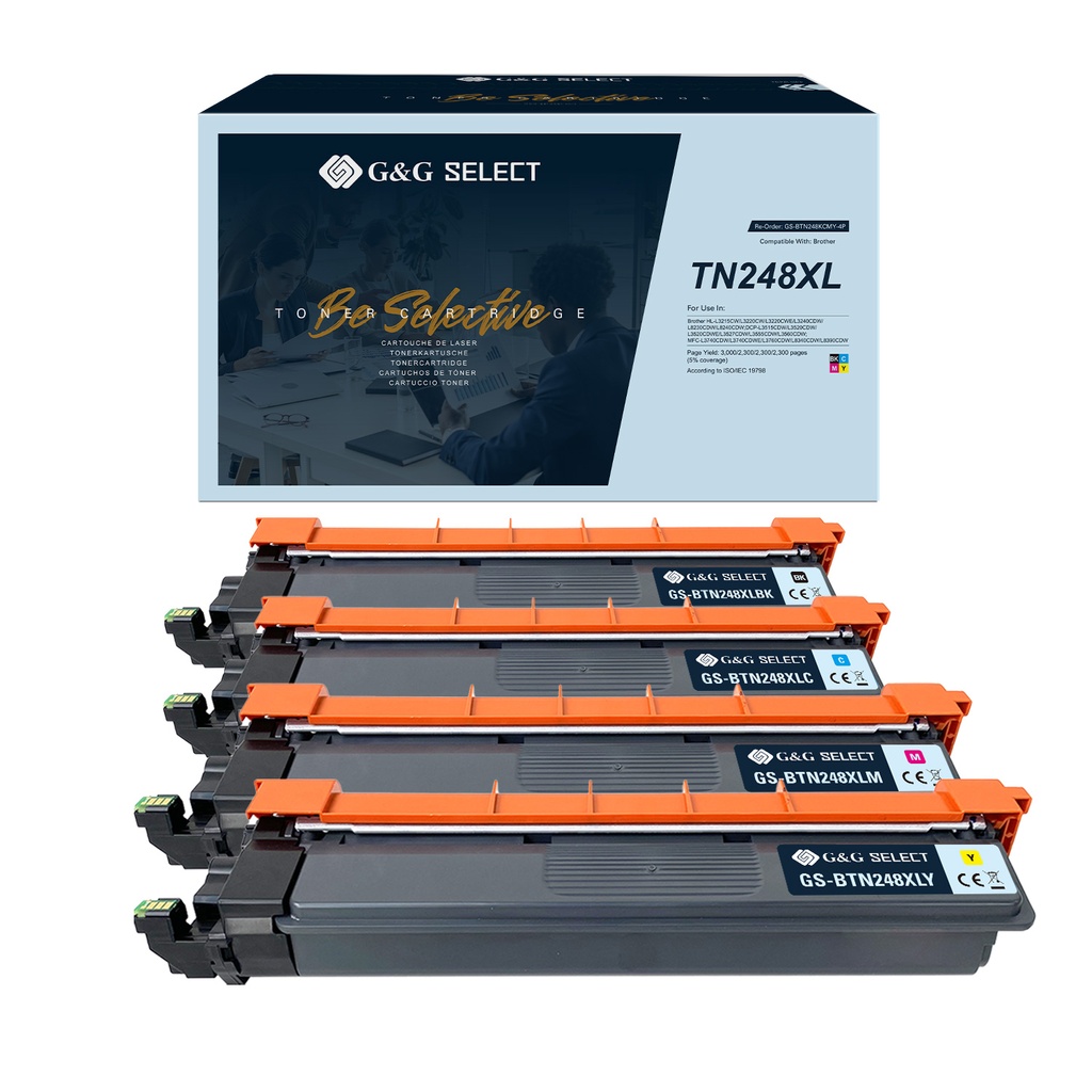 G&G Select Compatible Brother TN-248XLBK/TN-248XLC/TN-248XLM/TN-248XLY Toner Black/Cyan/Magenta/Yellow