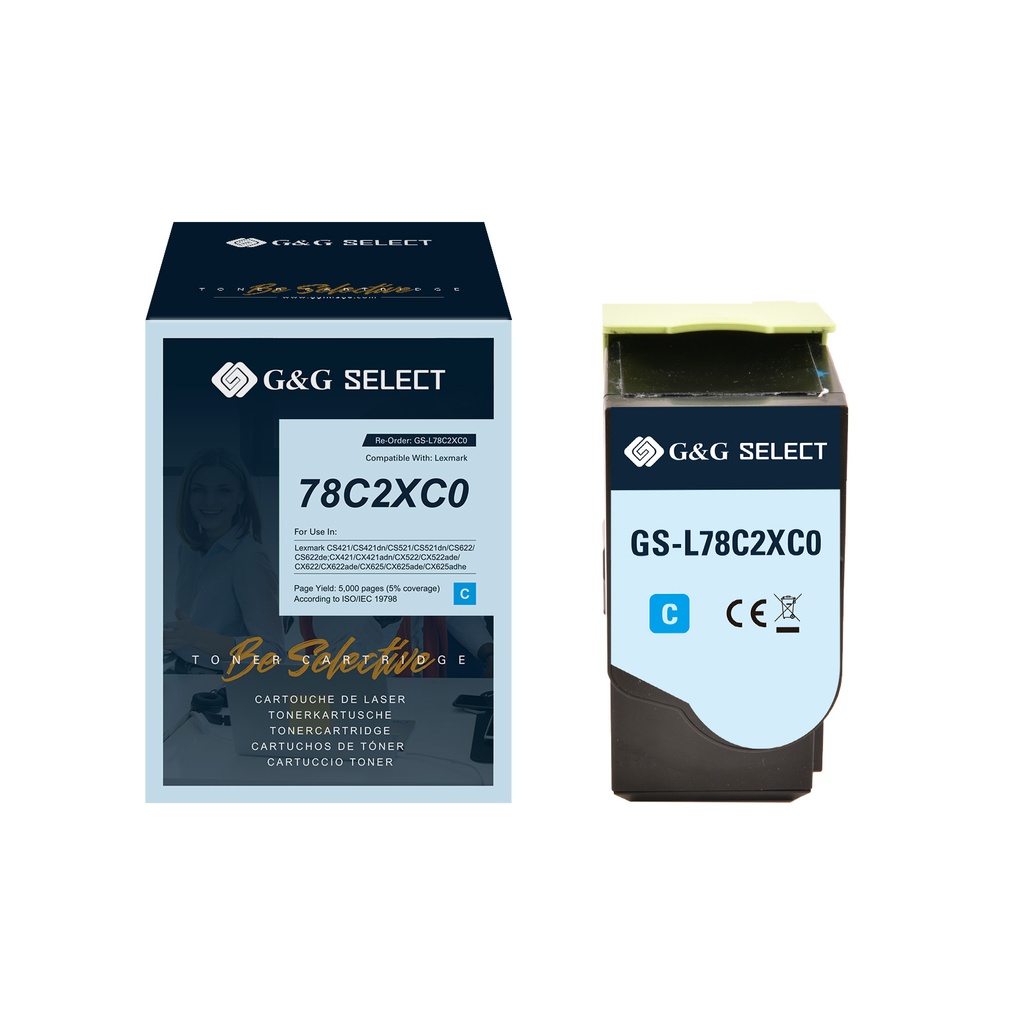 G&G Select Remanufactured Lexmark 78C2XC0  Toner Cyan