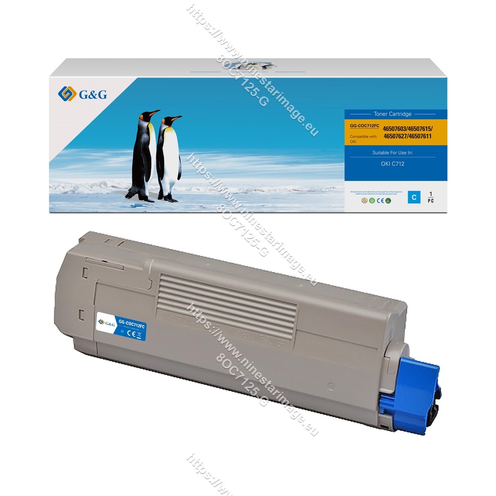 G&G Remanufactured OKI 46507603/46507615/46507627/46507611 Toner Cyan