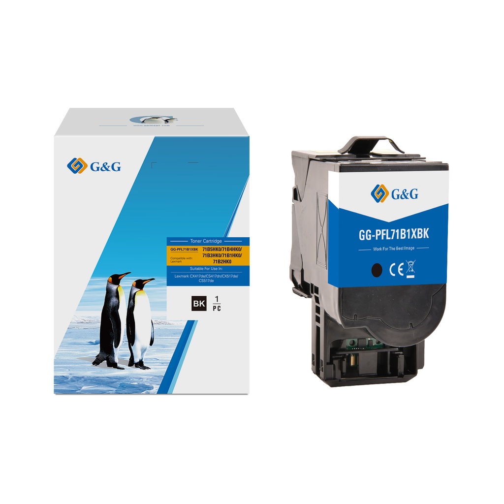 G&G Compatible Lexmark 71B5HK0/71B4HK0/71B3HK0/71B1HK0/71B2HK0 Toner Black