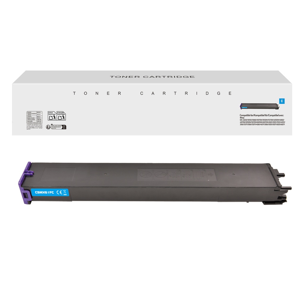 White Box Remanufactured Sharp MX-61GTCA Toner Cyan