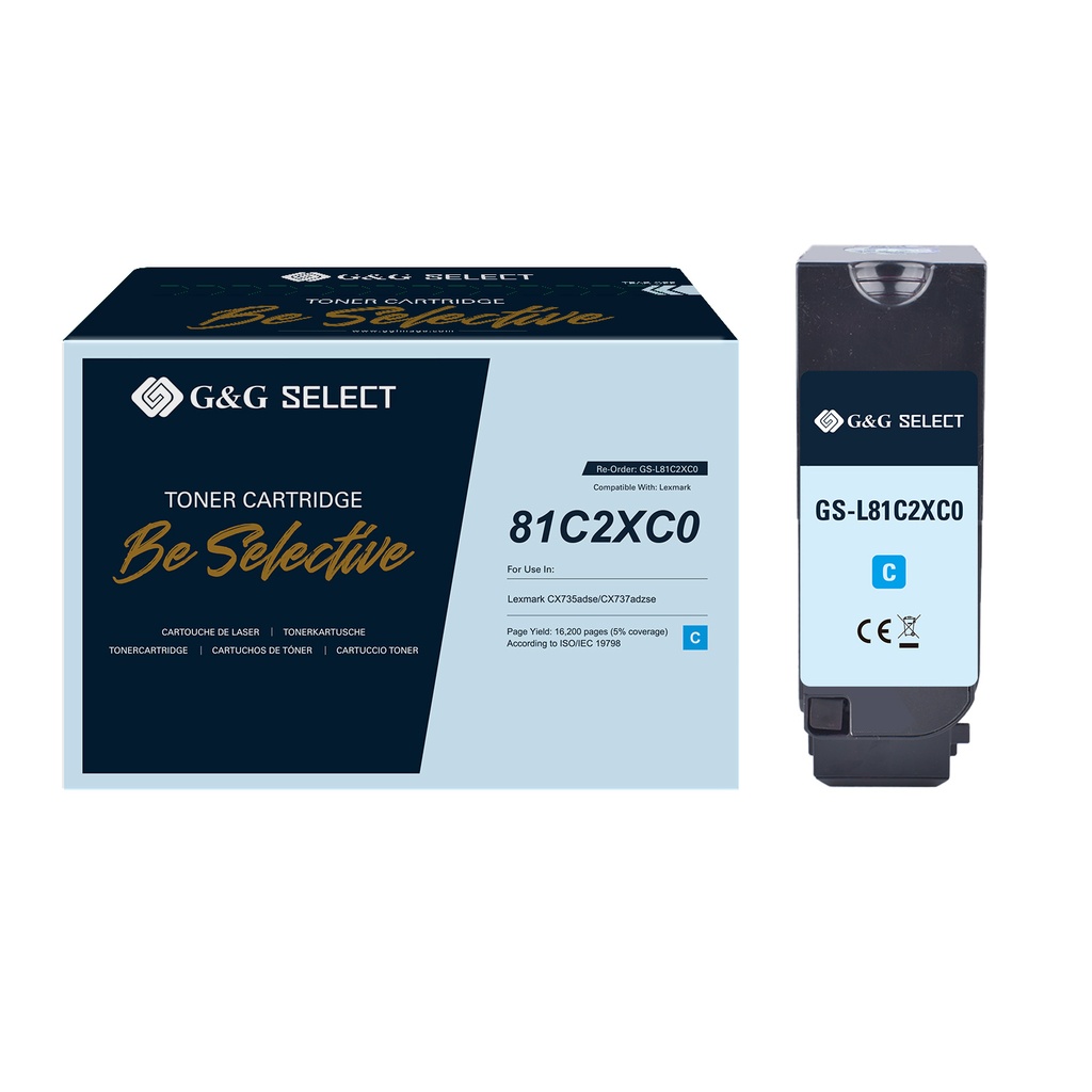 G&G Select Remanufactured Lexmark 81C2XC0 Toner Cyan