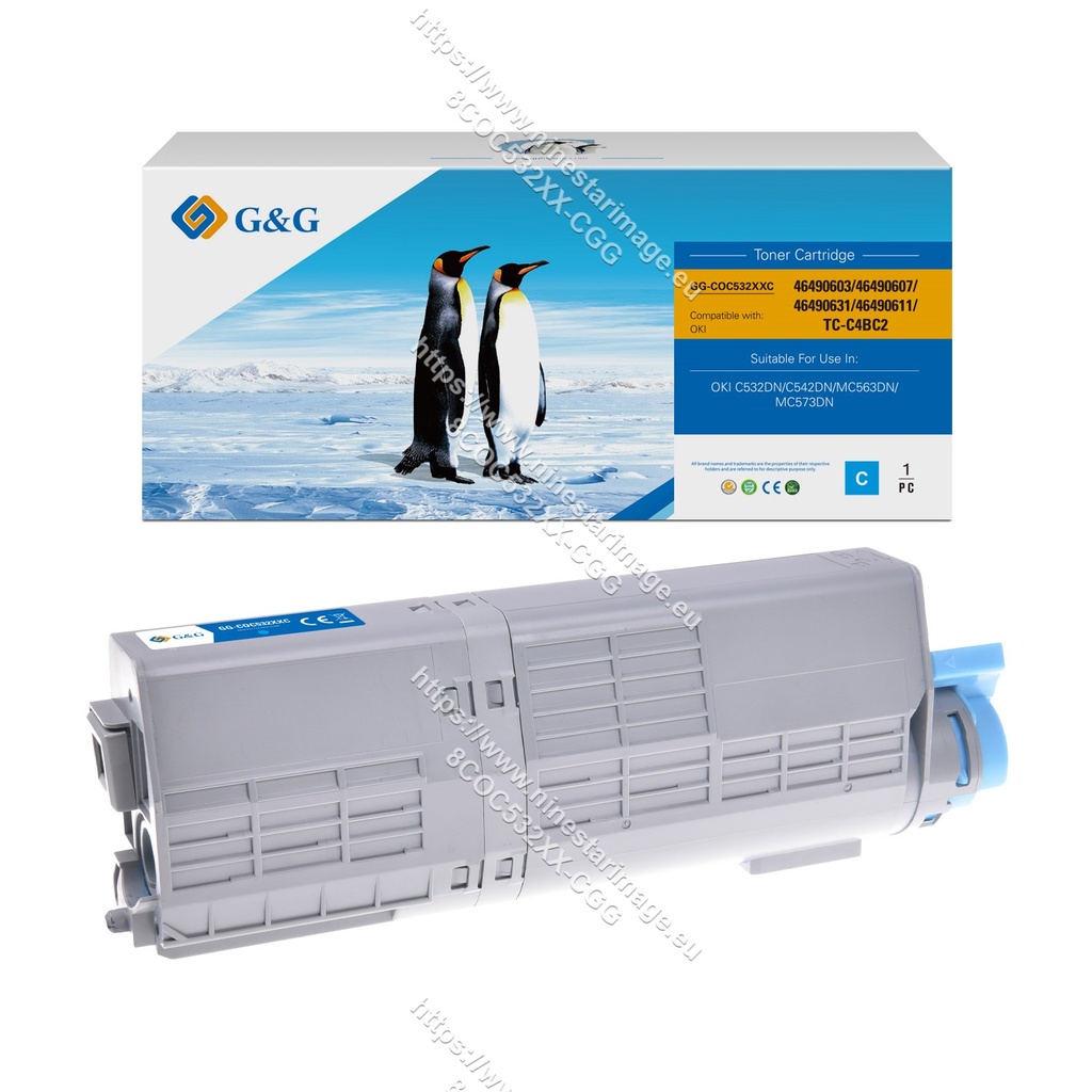 G&G Compatible OKI 46490603/46490607/46490631/46490611/TC-C4BC2 Toner Cyan