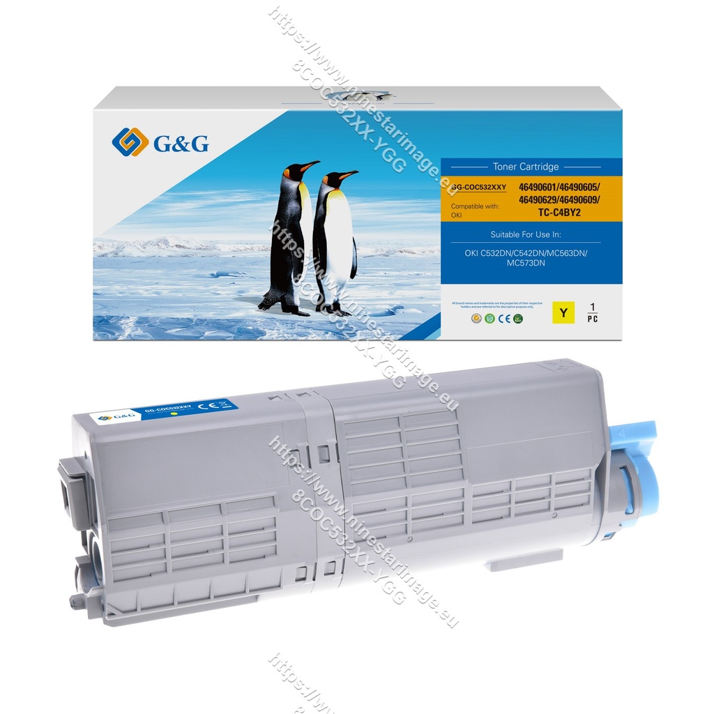 G&G Compatible OKI 46490601/46490605/46490629/46490609/TC-C4BY2 Toner Yellow