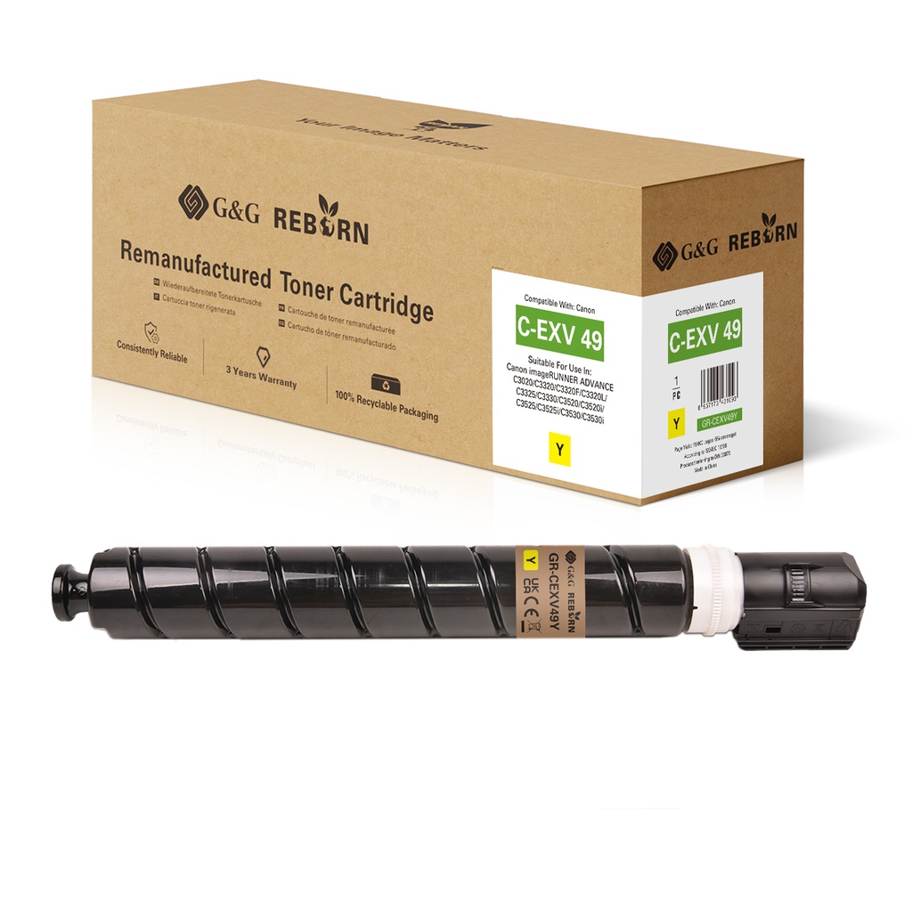 G&G Reborn Remanufactured Canon C-EXV49 Y Copier Toner Yellow