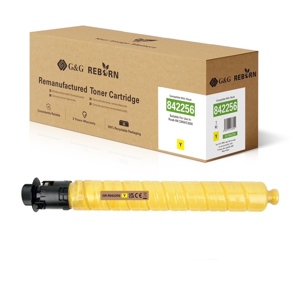G&G Reborn Remanufactured Ricoh 842256 Copier Toner Yellow