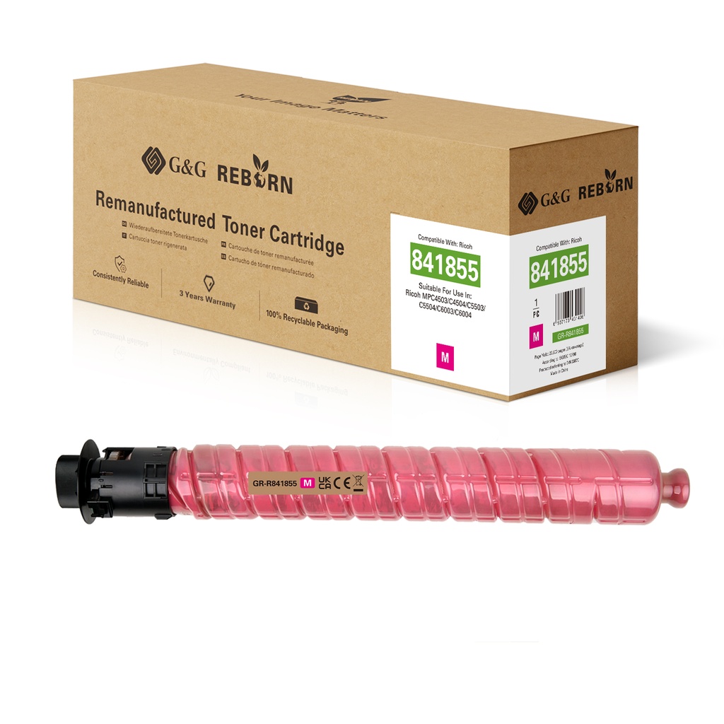 G&G Reborn Remanufactured Ricoh 841855 Copier Toner Magenta