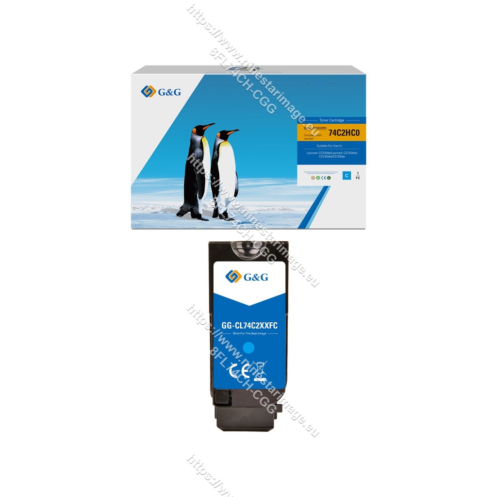 G&G Remanufactured Lexmark 74C2HC0 Toner Cyan