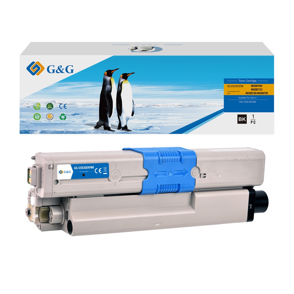 G&G Remanufactured OKI 46508704/46508712/46508736/46508720 Toner Black