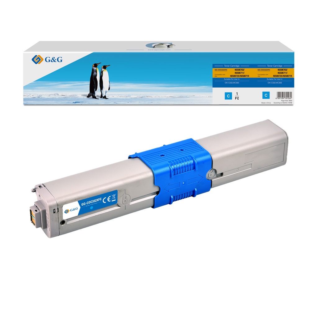 G&G Remanufactured OKI 46508703/46508711/46508735/46508719 Toner Cyan