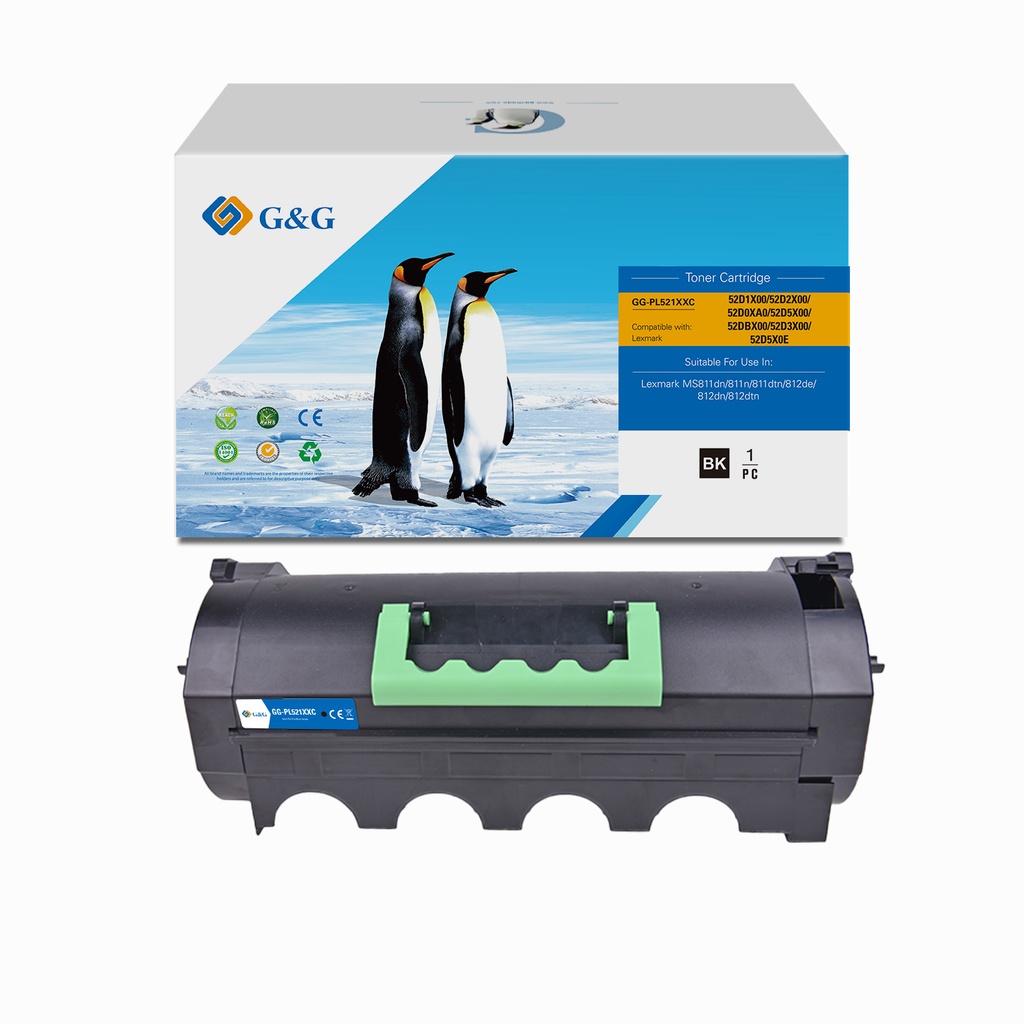 G&G Compatible Lexmark 52D1X00/52D2X00/52D0XA0/52D5X00/52DBX00/52D3X00/52D5X0E Toner Mono